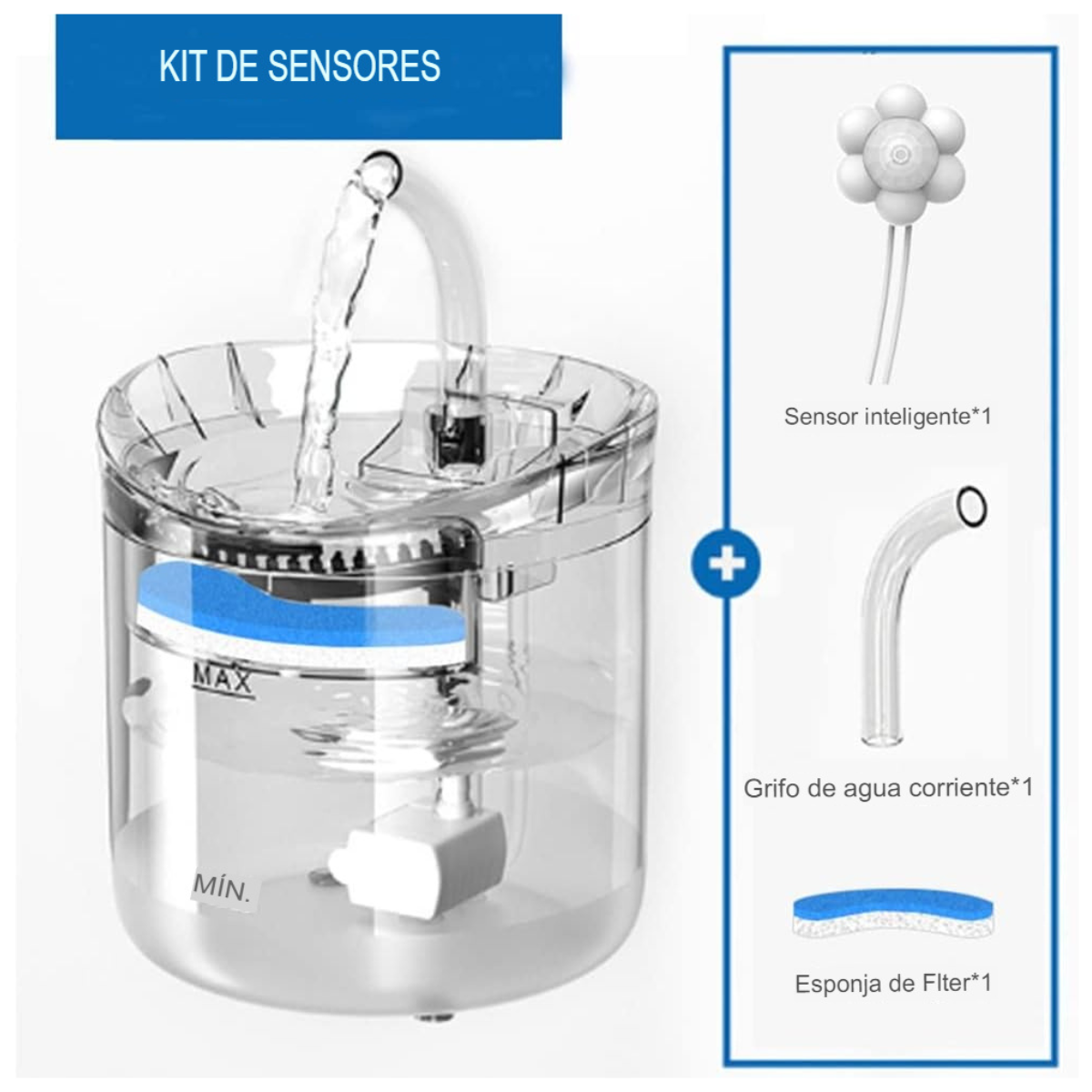 Fuente De Agua Transparente para Mascotas 1.6 L